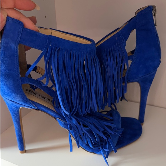 Steve Madden Royal Blue Fringe Heels - Picture 5 of 12